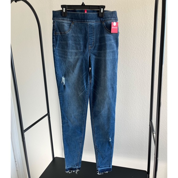 NWT SPANX | Classic Distressed Ankle Skinny Jeans in Medium Wash | Size L TALL - Picture 2 of 11
